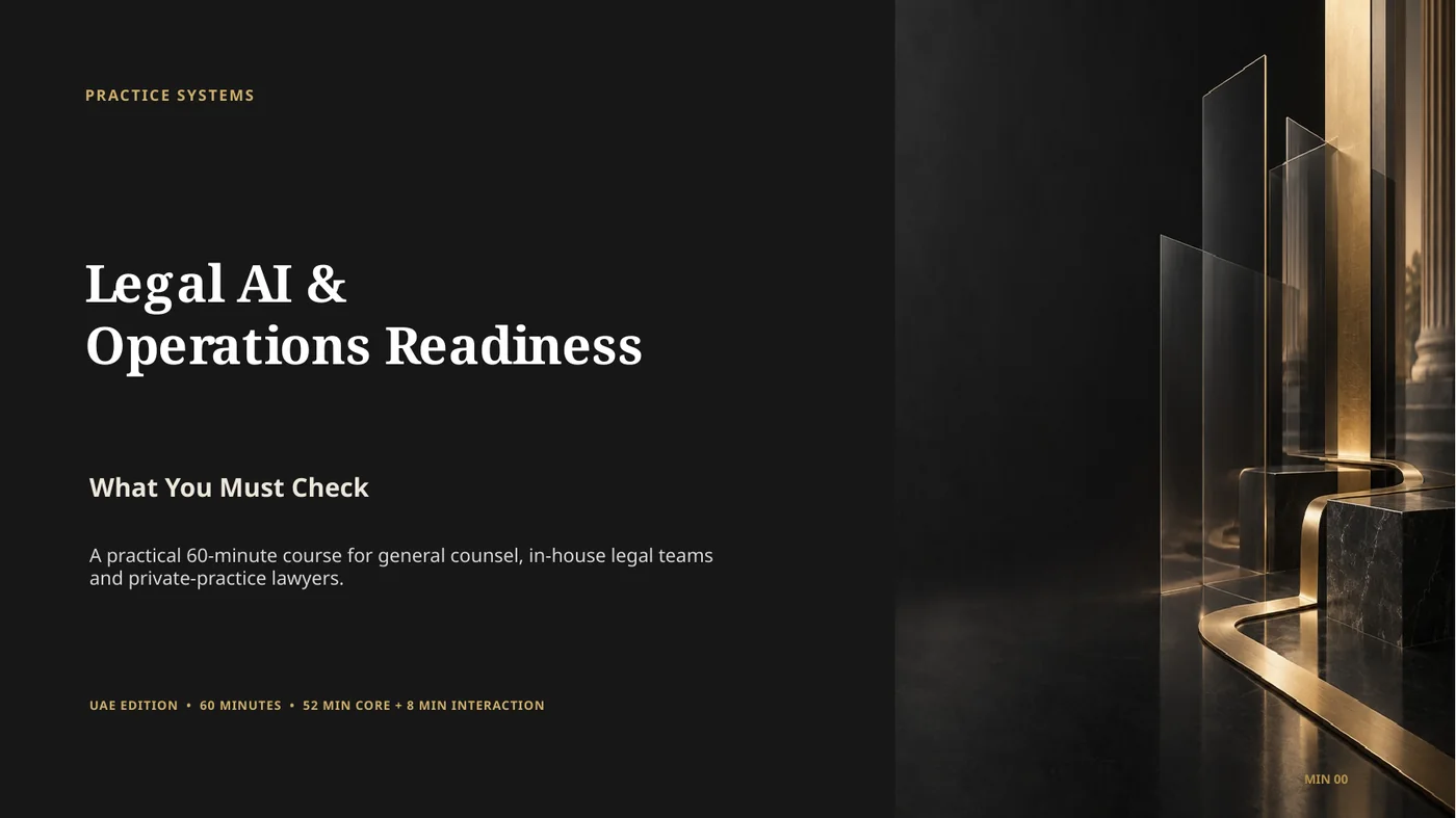 Legal AI and Operations Readiness course slide